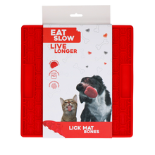 EAT SLOW LIVE LONGER LICK MAT BONES RED