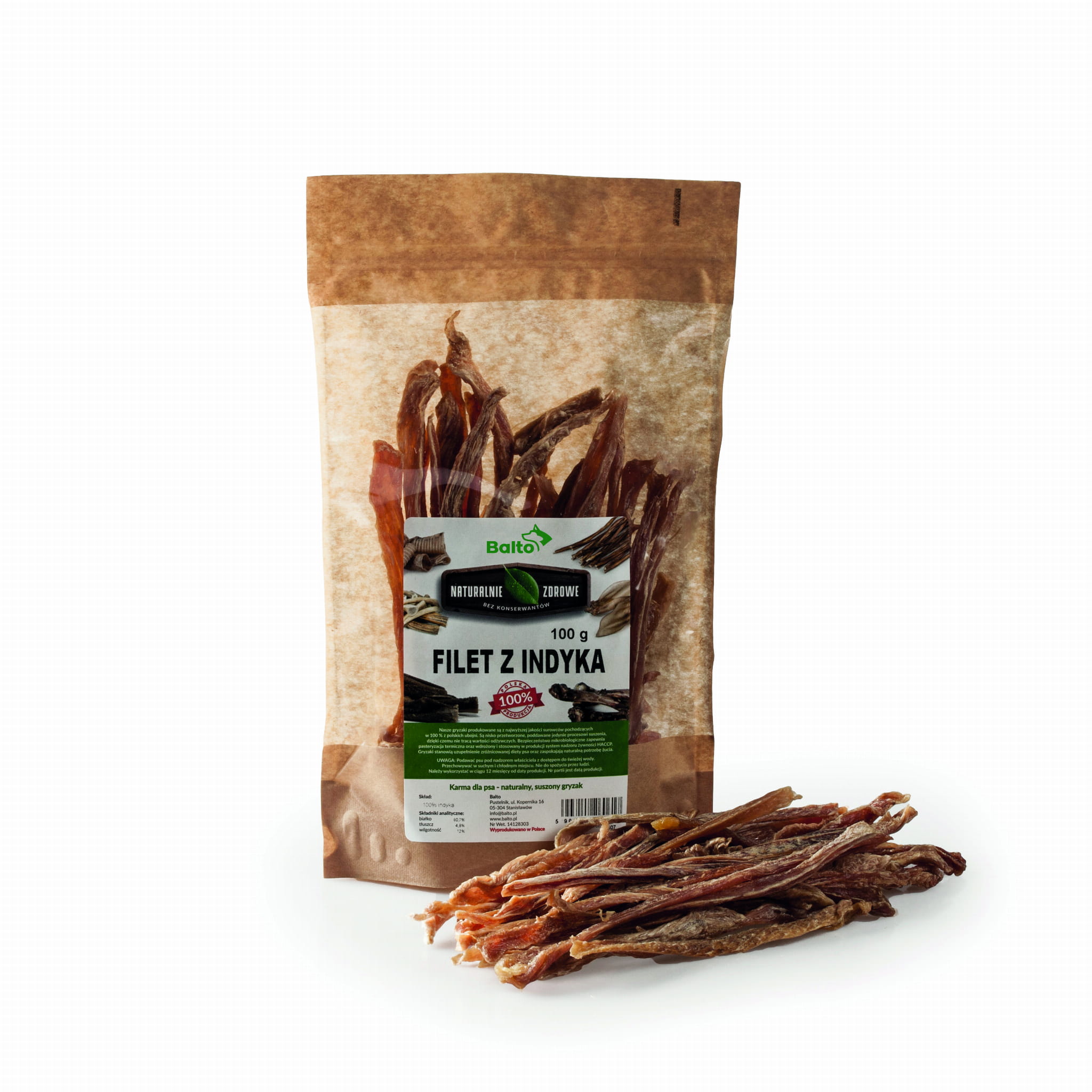 BALTO PREMIUM GRYZAK DLA PSA FILET Z INDYKA 100G
