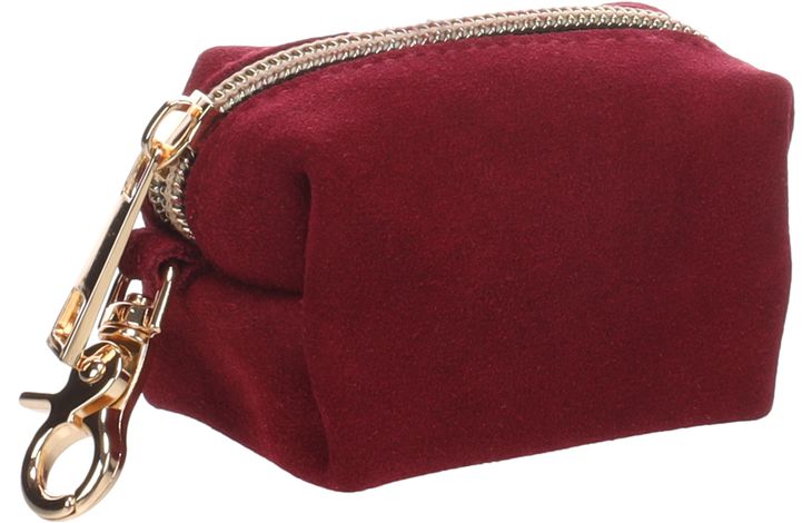 FLAMINGO POOP BAG HOLDER SUEDA BURGUNDY + 1 ROLL 8X5X5CM