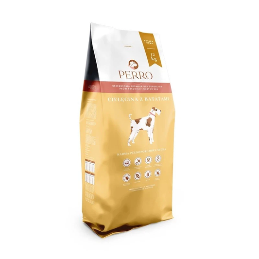 PERRO SUCHA KARMA DLA PSA CIELĘCINA Z BATATAMI M/L 12KG