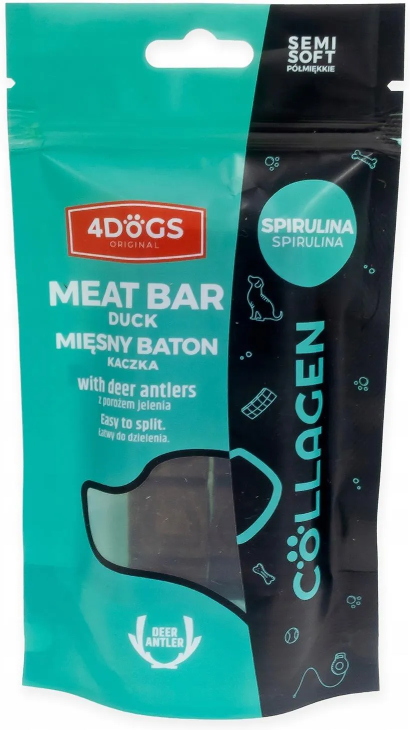 4DOGS COLLAGEN LINE BATONY Z KACZKI SPIRULINA SEMI SOFT 2SZT