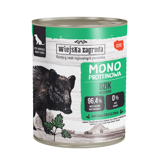 WIEJSKA ZAGRODA MONO MOKRA KARMA DLA PSA DZIK 800G
