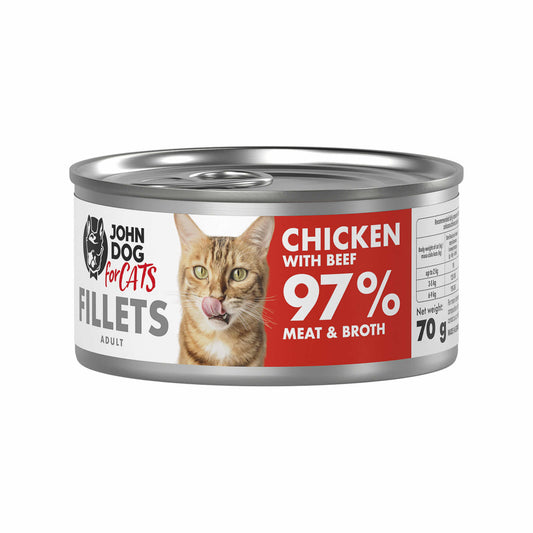 JOHN DOG MOKRA KARMA KOT FILETY KURCZAK Z WOŁOWINĄ 70 G
