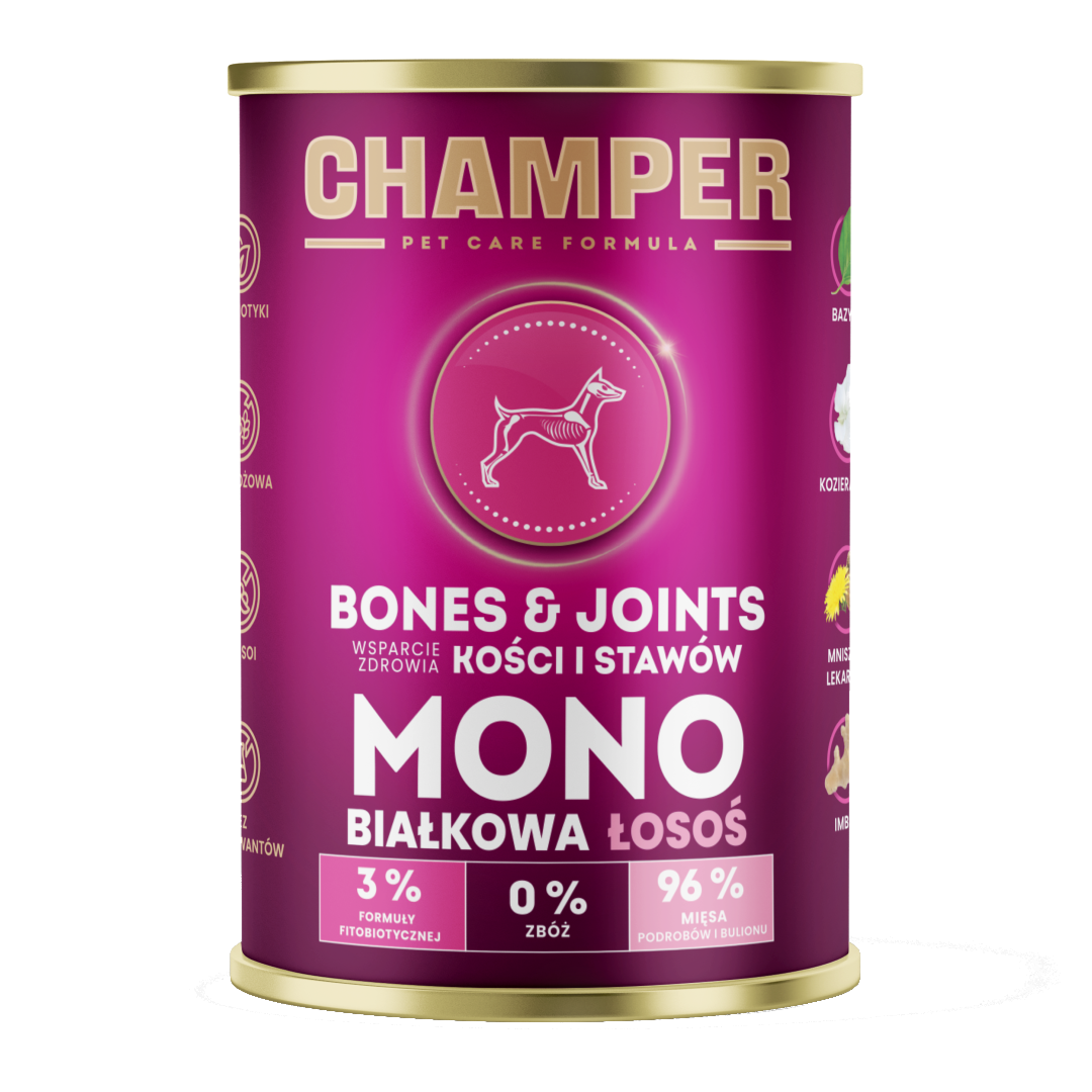 CHAMPER MOKRA KARMA DLA PSA BONES&JOINTS MONOBIAŁKOWA ŁOSOŚ 400G