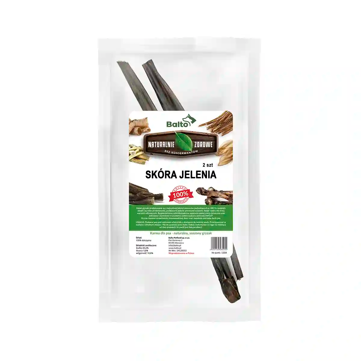 BALTO GRYZAK DLA PSA SKÓRA JELENIA 2SZT