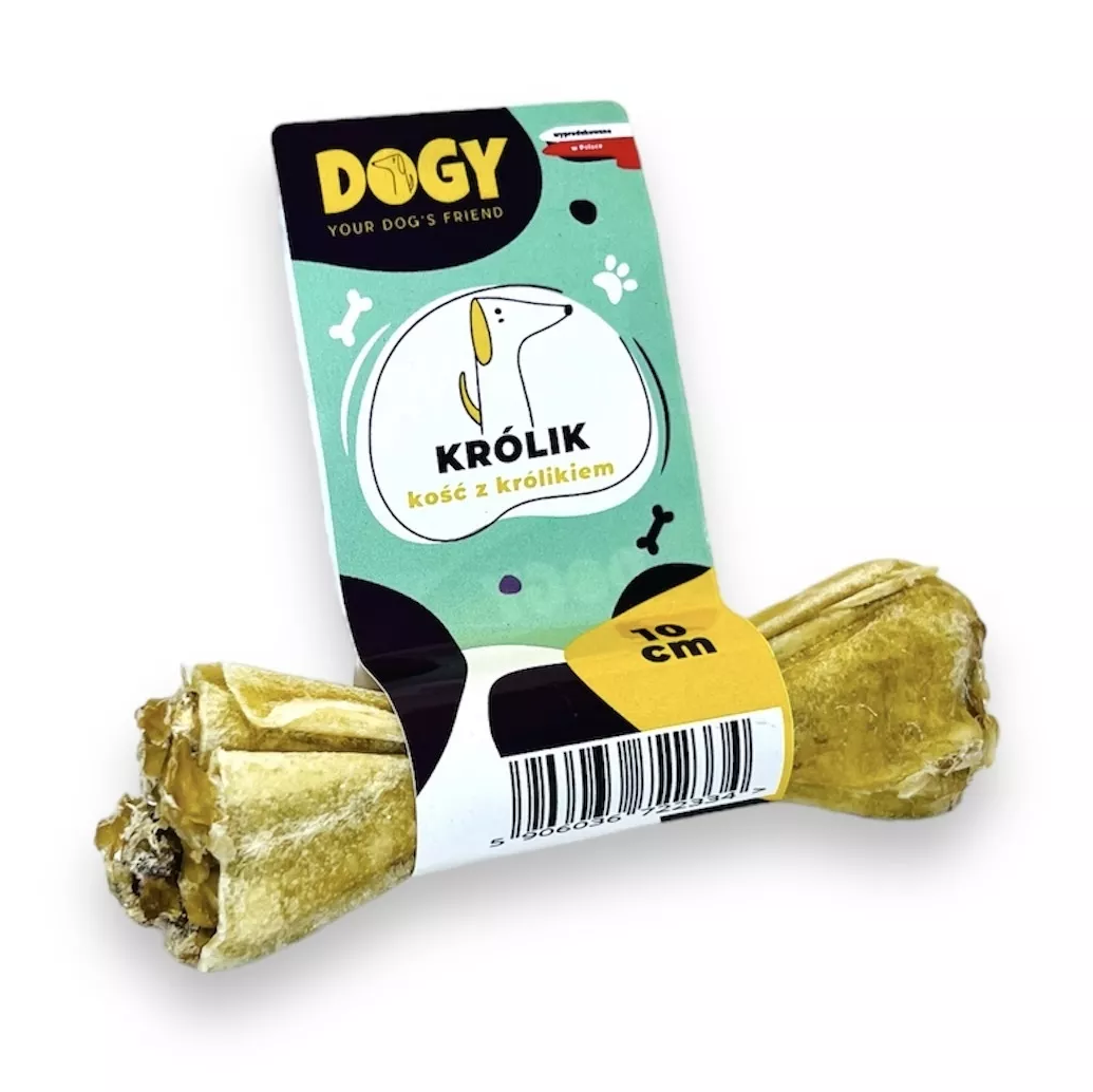 DOGY KOŚĆ Z KRÓLIKIEM I MARCHEWKĄ 10CM - KOŚĆ DO GRYZIENIA I ŻUCIA