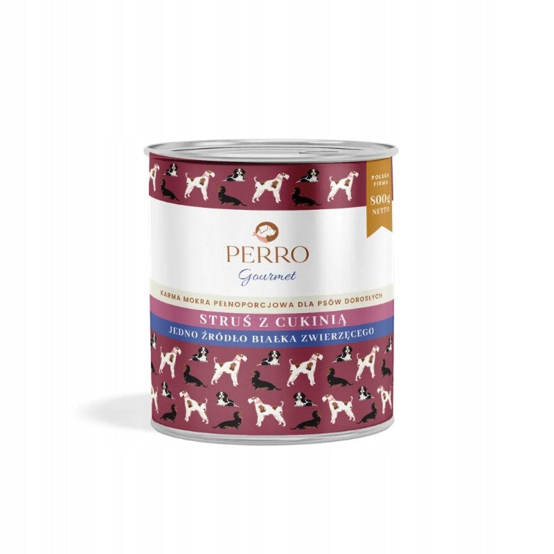 PERRO GOURMET MOKRA KARMA PIES STRUŚ Z CUKINIĄ 800G