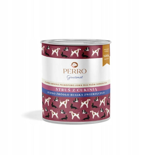 PERRO GOURMET MOKRA KARMA PIES STRUŚ Z CUKINIĄ 800G