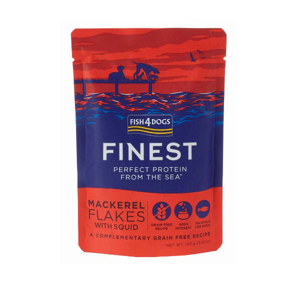 FISH4DOGS FINEST MOKRA KARMA DLA PSA MACKEREL FLAKES WITH SQUID 100G