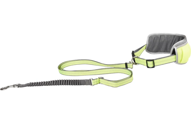 FLAMINGO JOGGING LEASH WITH WAIST BELT RONO FLUO YELLOW 180-250CM 79,5-140CM