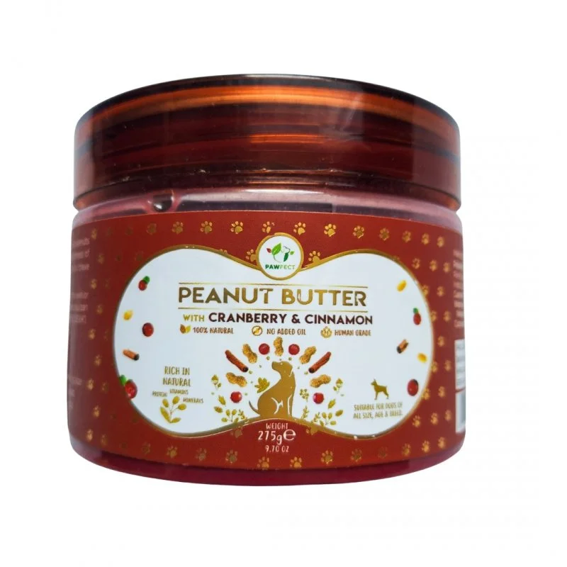 PAWFECT PEANUT BUTTER BLUEBERRY &HEMP SEEDS MASŁO ORZECHOWE Z JAGODAMI I NASIONAMI KONOPI 275G