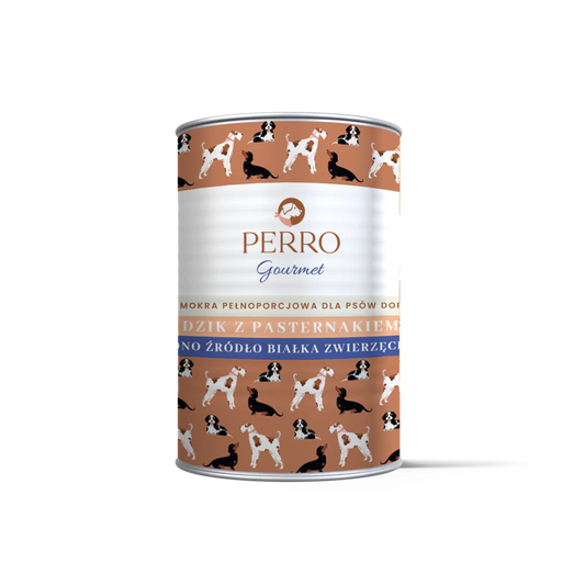PERRO GOURMET MOKRA KARMA DLA PSA DZIK Z PASTERNAKIEM 400G