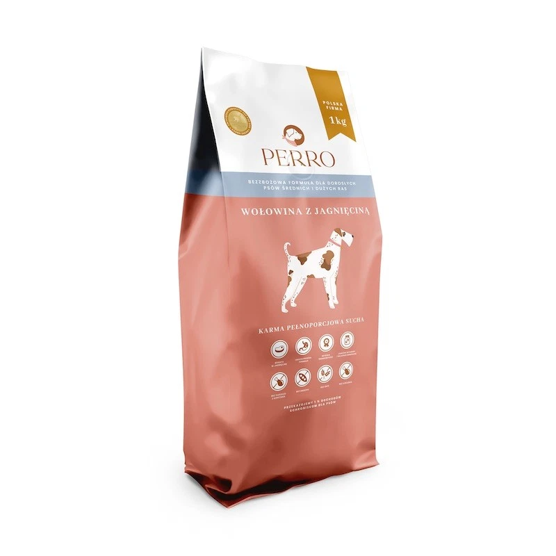 PERRO SUCHA KARMA DLA PSA WOŁOWINA Z JAGNIĘCINĄ M/L 1KG