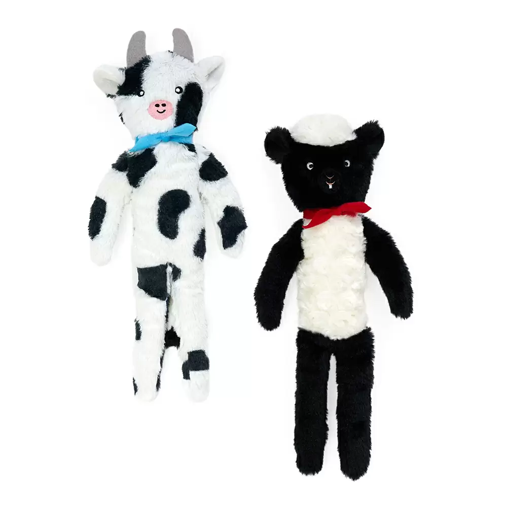 ZIPPY PAWS FLUFFY PELTZ SHEEP AND COW