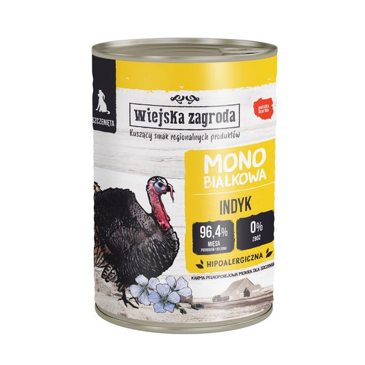 WIEJSKA ZAGRODA MONO JUNIOR MOKRA KARMA DLA KOTA INDYK 400G