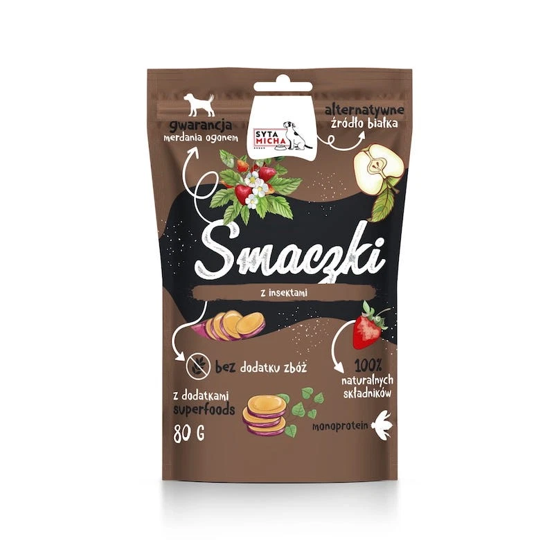 SYTA MICHA SMACZKI PRZYSMAKI DLA PSA Z INSEKTAMI 80G