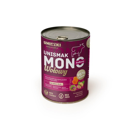 UNISZKI UNISMAK MOKRA KARMA DLA PSA MONOBIAŁKOWA WOŁOWINA 400G