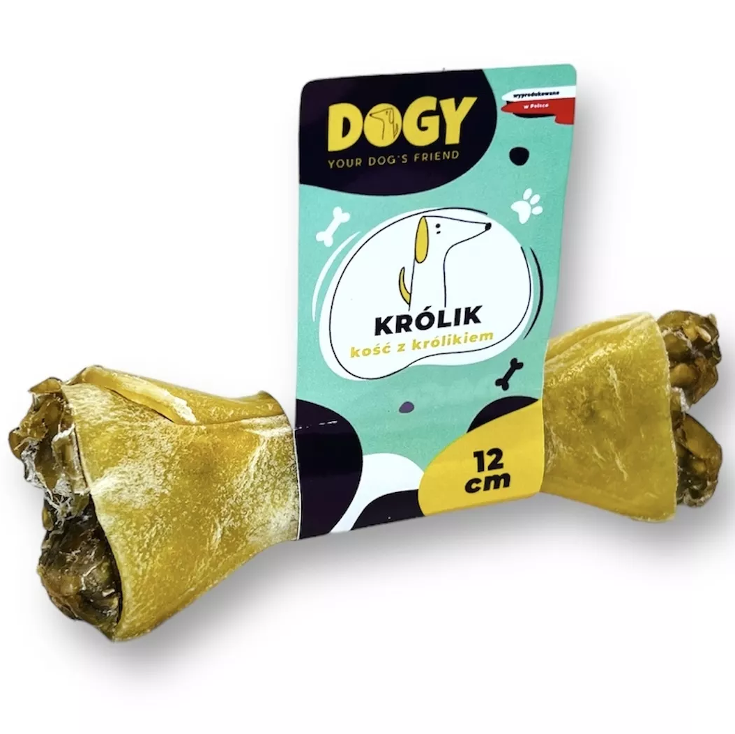 DOGY KOŚĆ Z KRÓLIKIEM I MARCHEWKĄ 12CM - KOŚĆ DO GRYZIENIA I ŻUCIA