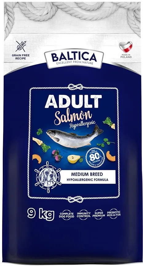 BALTICA HIPOALERGICZNA SZCZENIAK SUCHA KARMA DLA PSA SALMON M/L 9KG