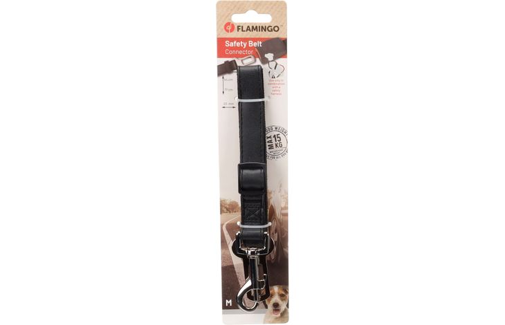 FLAMINGO CAR SAFETY BELT KURA BLACK M 44-77CM