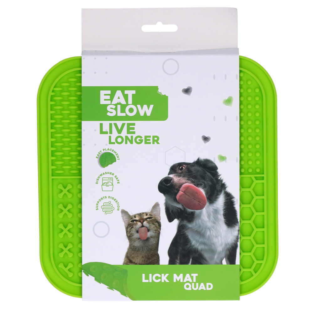 EAT SLOW LIVE LONGER LICK MAT QUAD GREEN