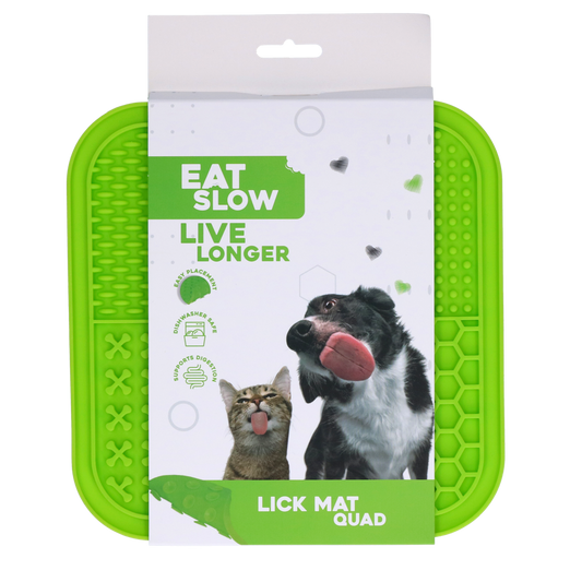 EAT SLOW LIVE LONGER LICK MAT QUAD GREEN