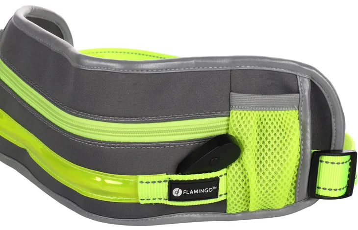 FLAMINGO JOGGING LEASH WITH WAIST BELT STOFFEL FLUO YELLOW 118CM 80-140CM