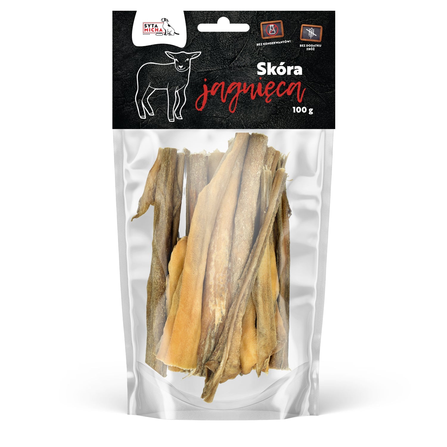 SYTA MICHA GRYZAK DLA PSA SUSZONA SKÓRA JAGNIĘCA 100G