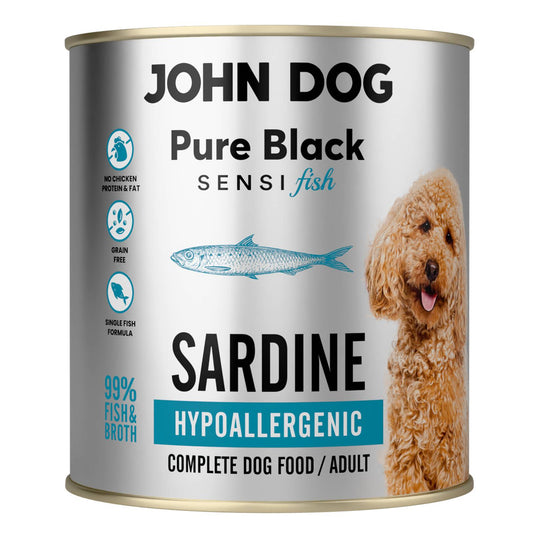 JOHN DOG PURE BLACK SENSI FISH MOKRA KARMA PIES HYPOALLERGENIC SARDYNKA 800G