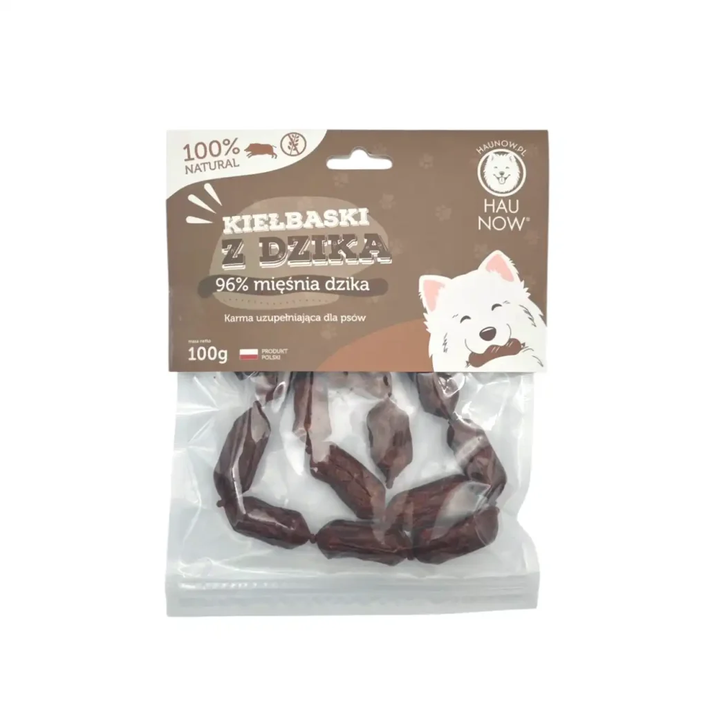 HAUNOW KIEŁBASKI PRZYSMAKI DLA PSA DZIK 100G