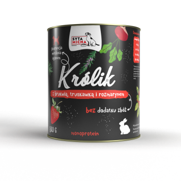 SYTA MICHA MOKRA KARMA DLA PSA KRÓLIK Z BRUKWIĄ I TRUSKAWKĄ 800G