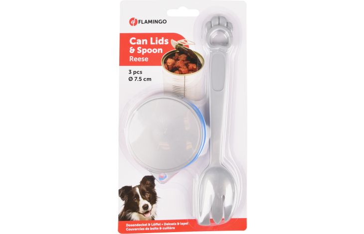 FLAMINGO CAN LIDS DIAM 7,5 CM AND SPOON REESE