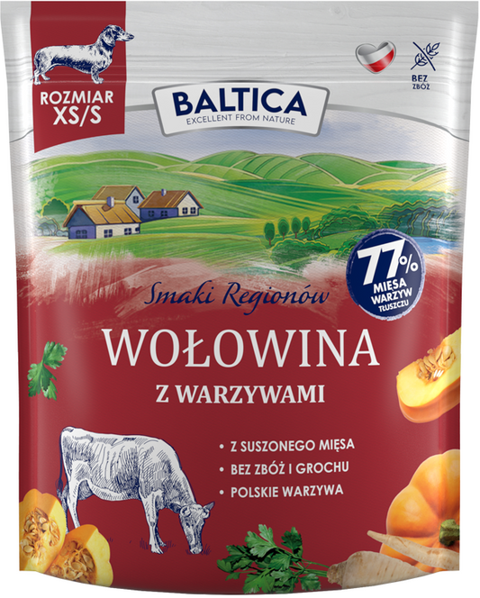 BALTICA SMAKI REGIONÓW SUCHA KARMA DLA PSA WOŁOWINA Z WARZYWAMI XS/S 1KG