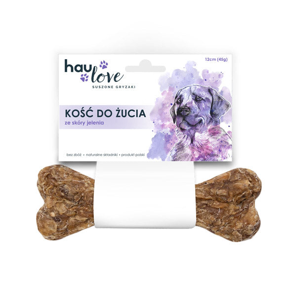 HAULOVE KOŚĆ DO ŻUCIA ZE SKÓRY JELENIA 12 CM