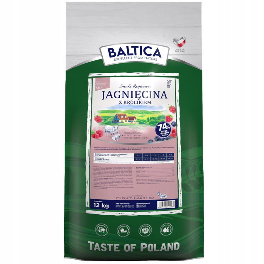BALTICA SMAKI REGIONÓW SUCHA KARMA DLA PSA JAGNIĘCINA Z KRÓLIKIEM XS/S 12KG