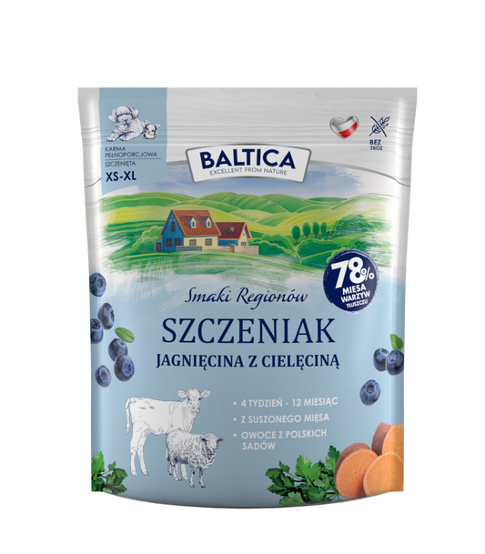 BALTICA SMAKI REGIONÓW SZCZENIAK SUCHA KARMA DLA PSA JAGNIĘCINA Z CIELĘCINĄ 1KG