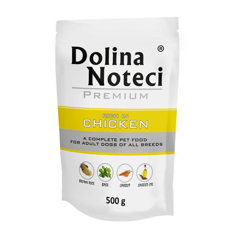 DOLINA NOTECI PREMIUM MOKRA KARMA DLA PSA BOGATA W KURCZAKA 500G