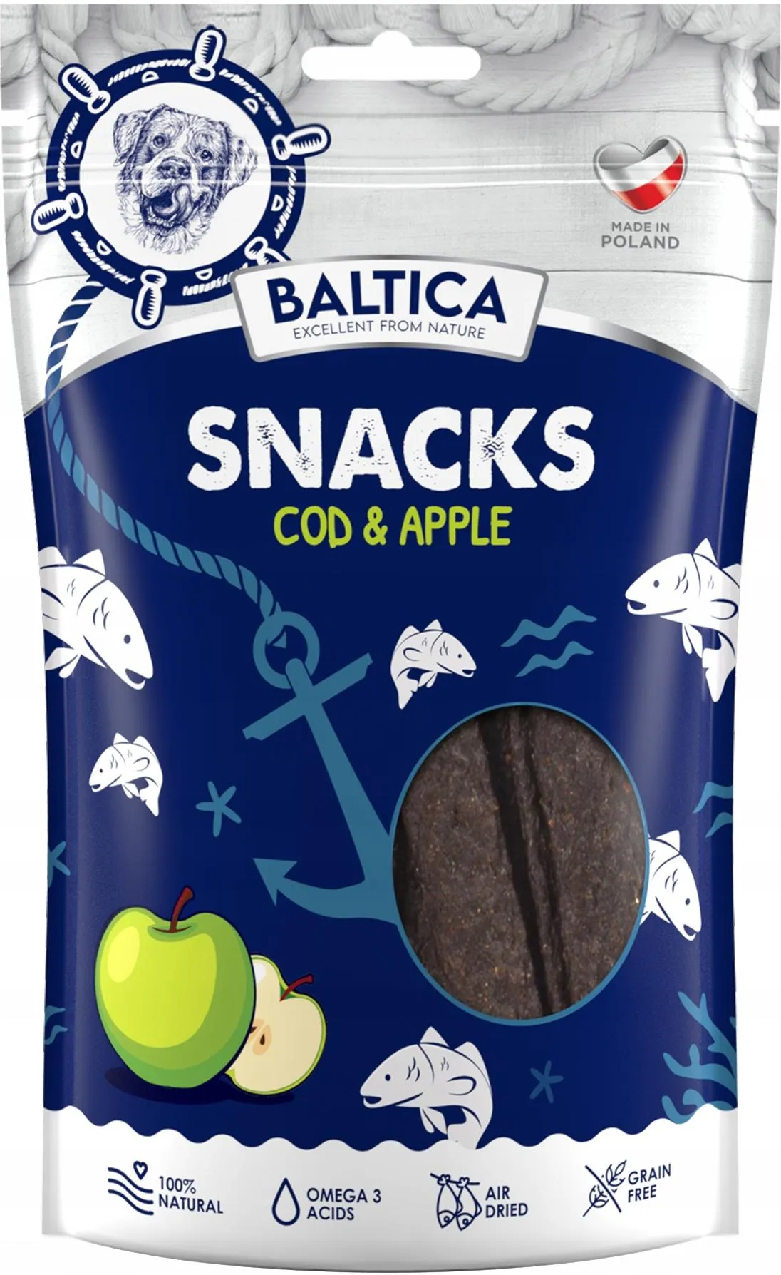 BALTICA EXCELLENT PRZYSMAKI DLA PSA SNACKS COD & APPLE 80G