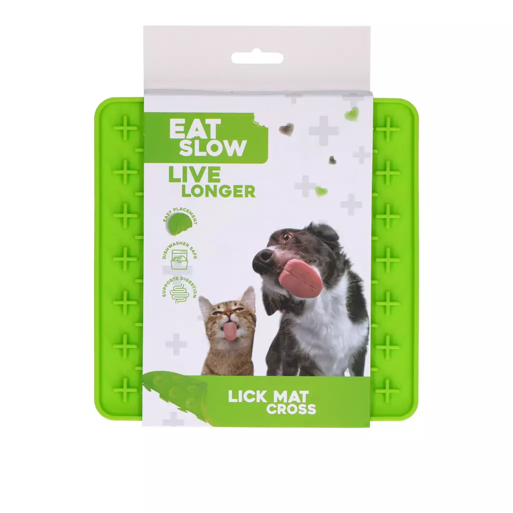 EAT SLOW LIVE LONGER LICK MAT CROSS GROEN