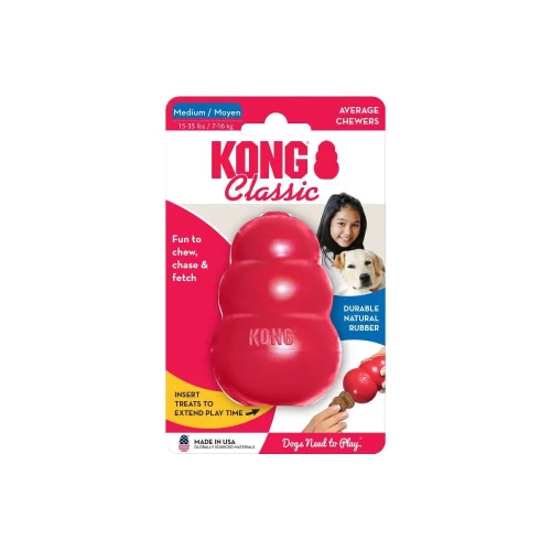 KONG CLASSIC - GUMOWA ZABAWKA DLA PSA, ORYGINALNY, CZERWONY - M, 9CM