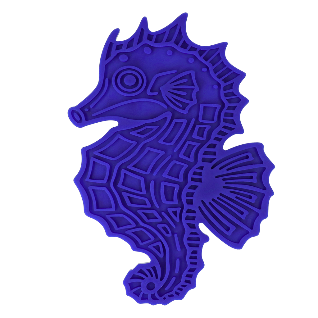 EAT SLOW LIVE LONGER LICK MAT SEAHORSE BLAUW