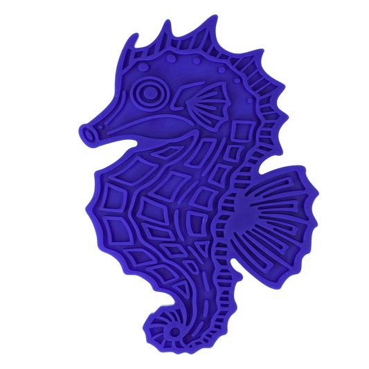 EAT SLOW LIVE LONGER LICK MAT SEAHORSE BLAUW