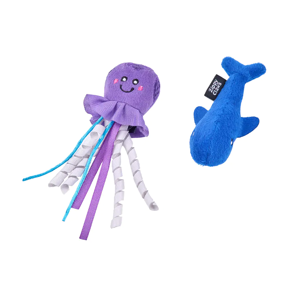 ZIPPY CLAWS MESH MATES 2PACK JELLYFISH AND WHALE