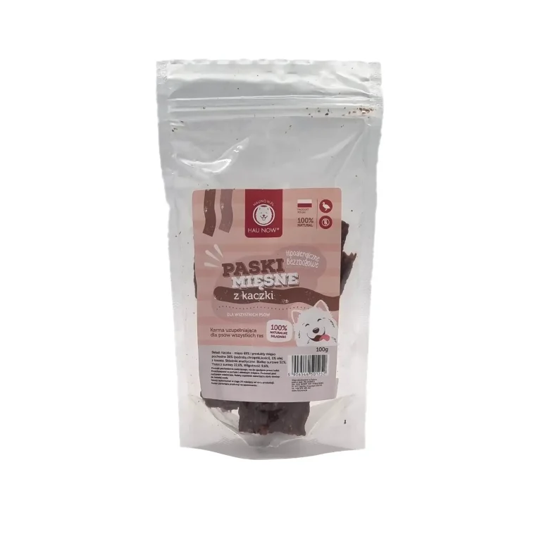 HAUNOW PASKI MIĘSNE PRZYSMAKI DLA PSA KACZKA 100G