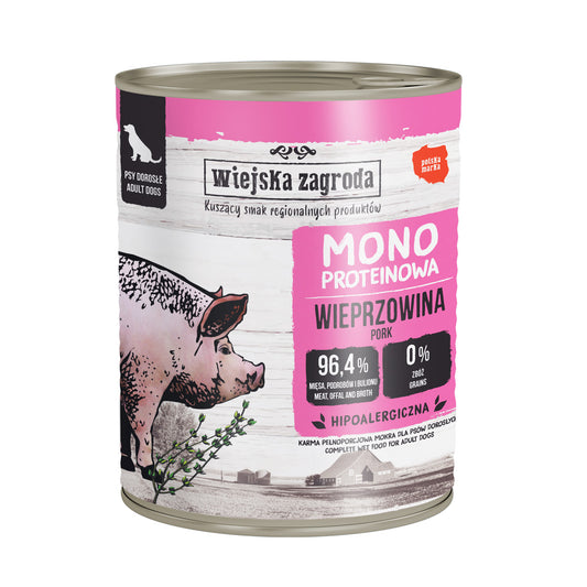 WIEJSKA ZAGRODA MONO MOKRA KARMA DLA PSA WIEPRZOWINA 800G