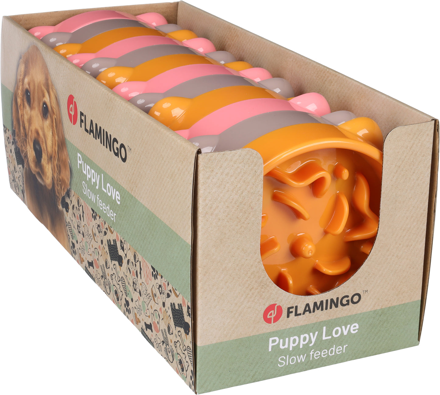 FLAMINGO SLOW FEEDER PUPPY BINI 300ML S 16X16X3,5CM - SLOWEFEEDER