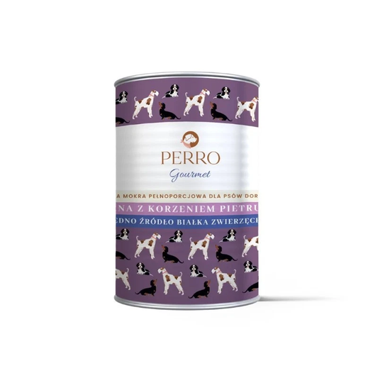 PERRO GOURMET MOKRA KARMA DLA PSA SARNA Z KORZENIEM PIETRUSZKI 400G