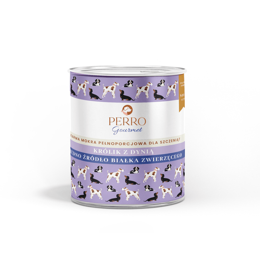 PERRO GOURMET JUNIOR MOKRA KARMA DLA PSA KRÓLIK Z DYNIĄ 800G