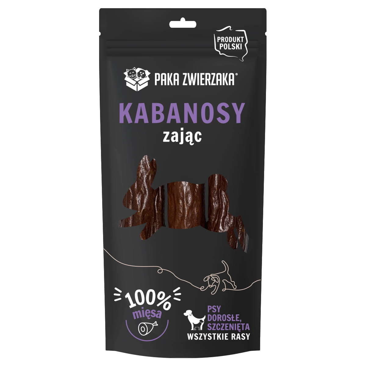PAKA ZWIERZAKA PRZYSMAKI DLA PSA KABANOSY Z ZAJĄCA 3SZT