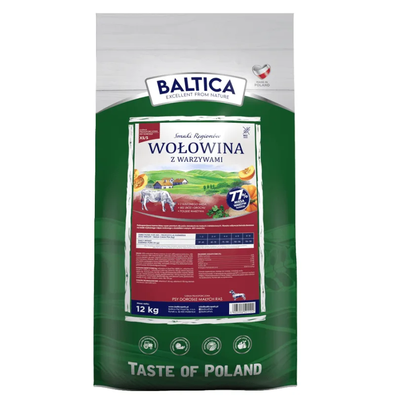 BALTICA SMAKI REGIONÓW SUCHA KARMA DLA PSA WOŁOWINA Z WARZYWAMI XS/S 12KG